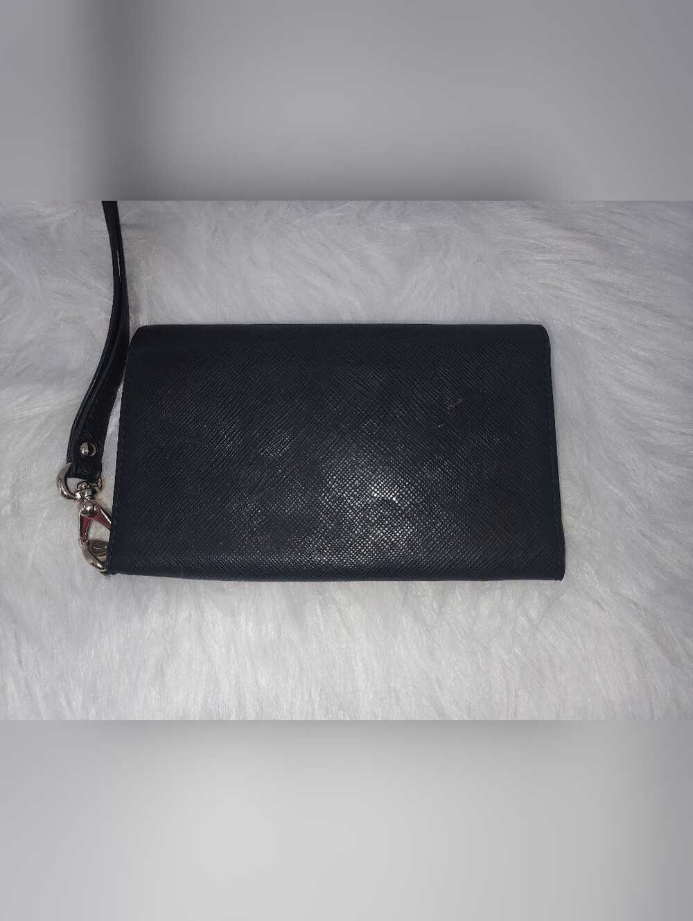 Kate Spade Trifold Wallet Wristlet Black Saffiano Leather Phone Holder - Picture 4 of 6